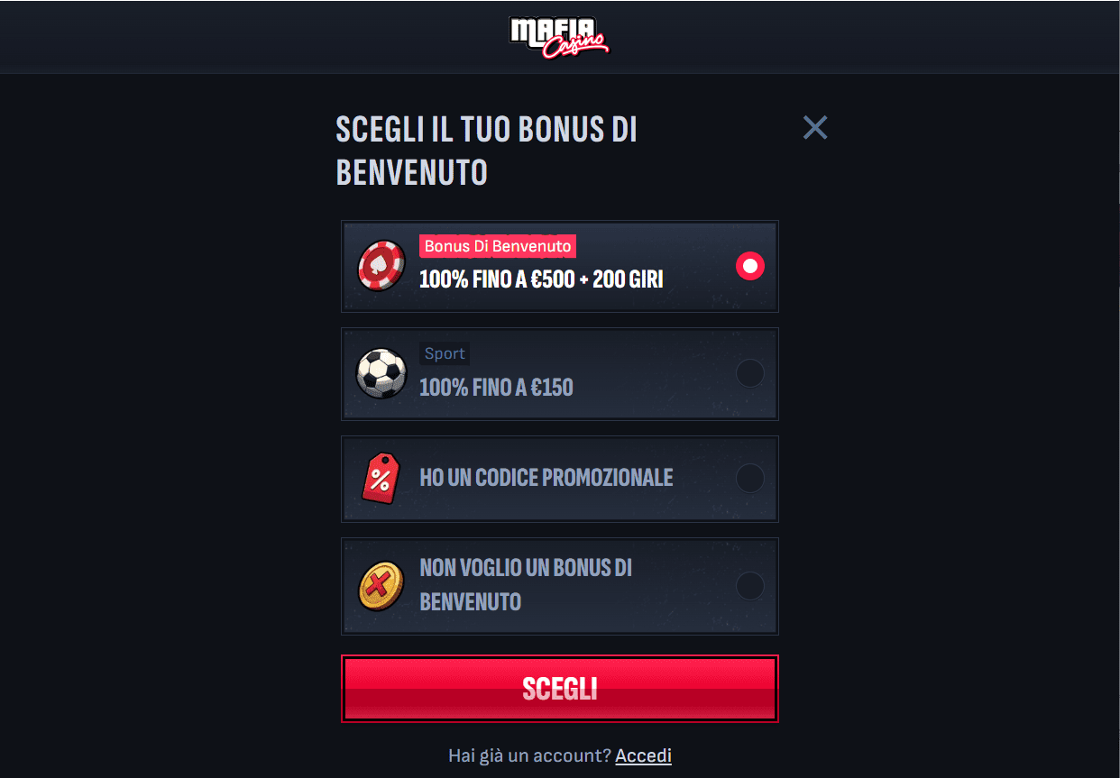 Mafia Casino - screenshot casinò crypto giochi premium slot live