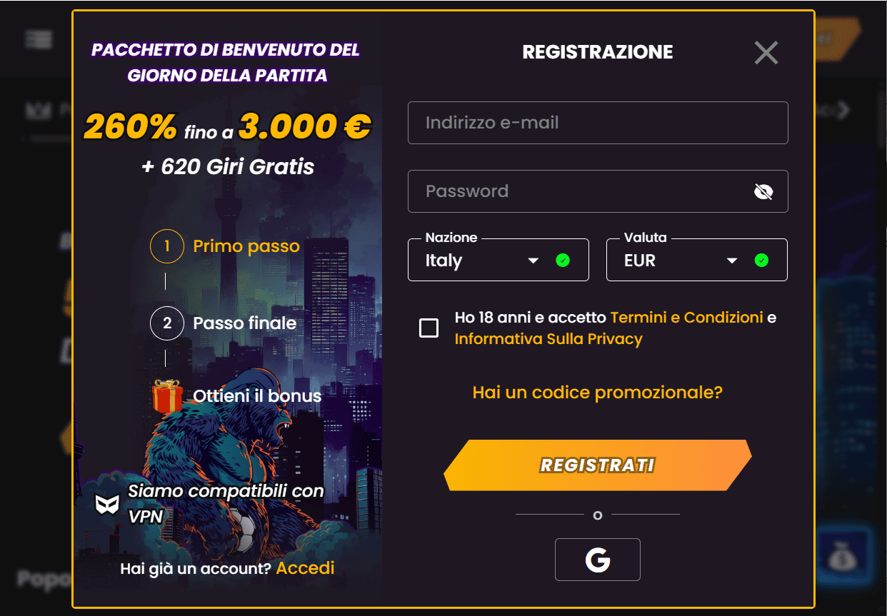 WildTokyo Casino - screenshot bonus 270% 700 giri gratis free spin no deposit